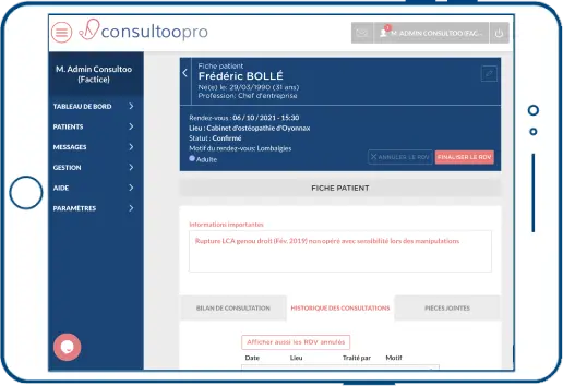 Les services et logiciels pour ostéo proposés par Consultoo